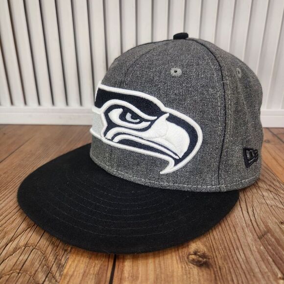 Seattle Seahawks New Era 950 Snapback Hat Cap Gray Logo NFL Sports Flat Bill - Picture 1 of 10